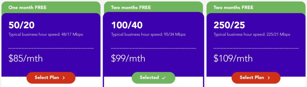 Aussie broadband prices example